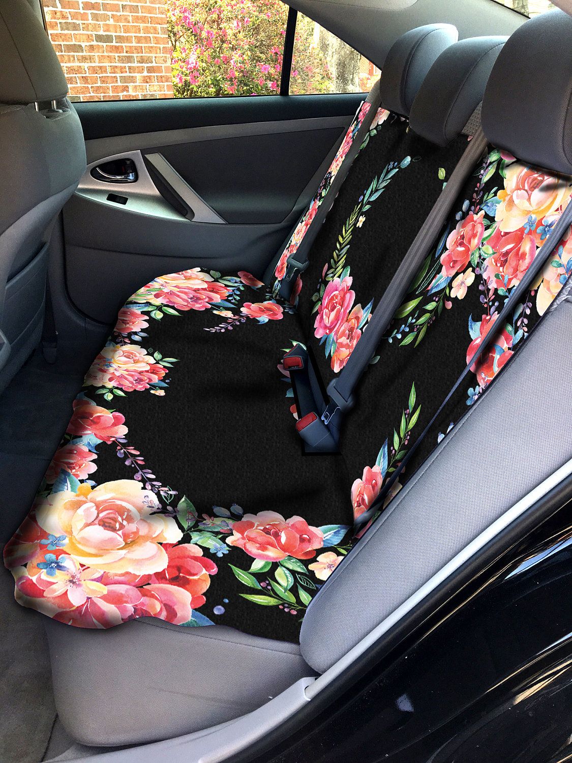 Classy Black Floral Car Seat Cover Back Seat Car Cover Back Seat Cover