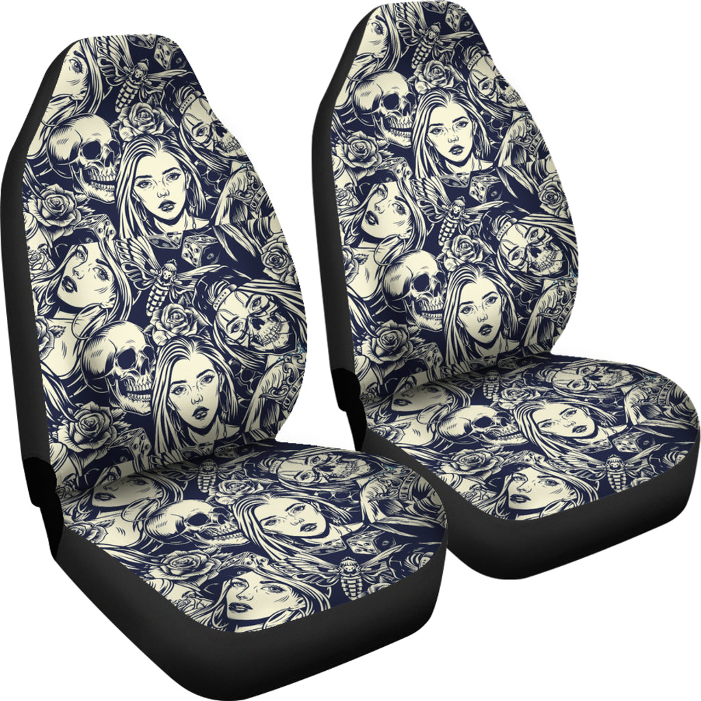 Set 2 skull car seat cover – Awesome Skulls