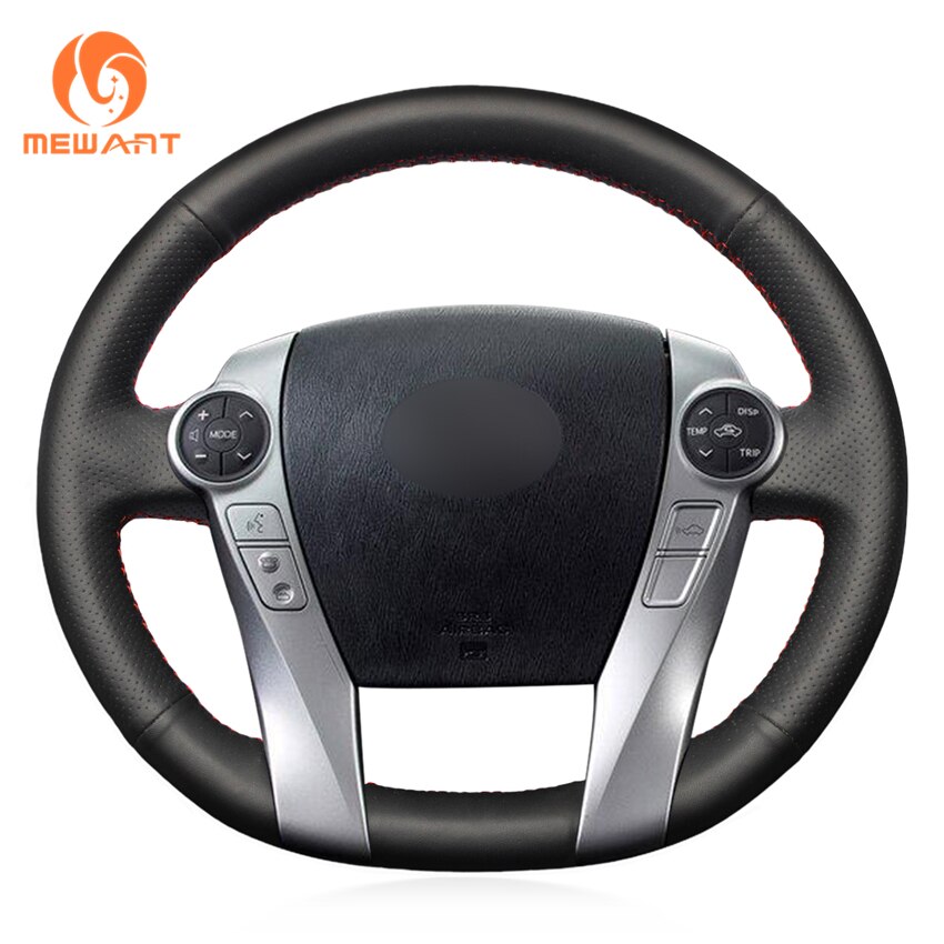 MEWANT Black Artificial Leather Car Steering Wheel Cover for Toyota