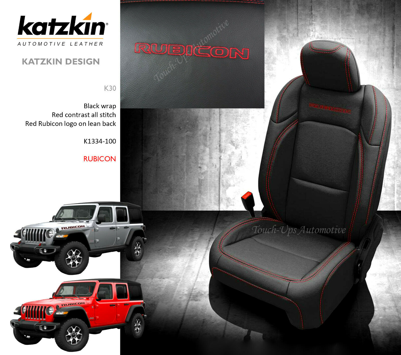 2018 2019 2020 2021 Jeep Wrangler Rubicon JL Leather Seat Covers Black