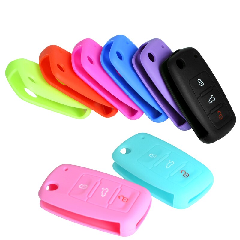 Silicone Rubber Car Key Fob Case Protected Cover For VW Polo Tiguan