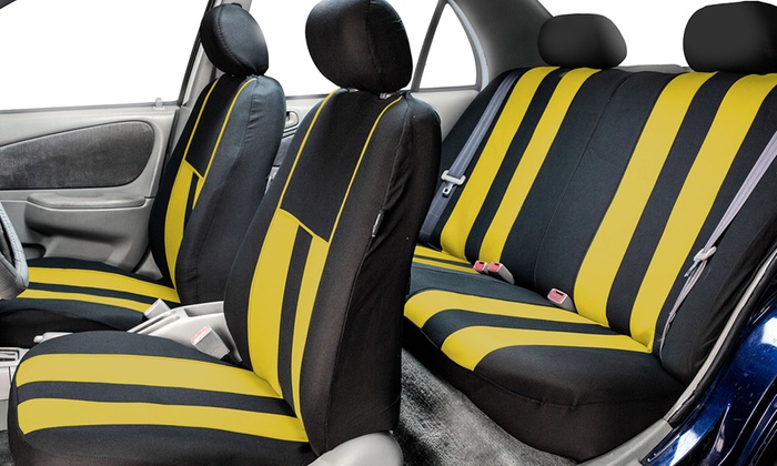 Universal-Fit and Airbag Compatible Striped Seat Cover Set (9-Piece