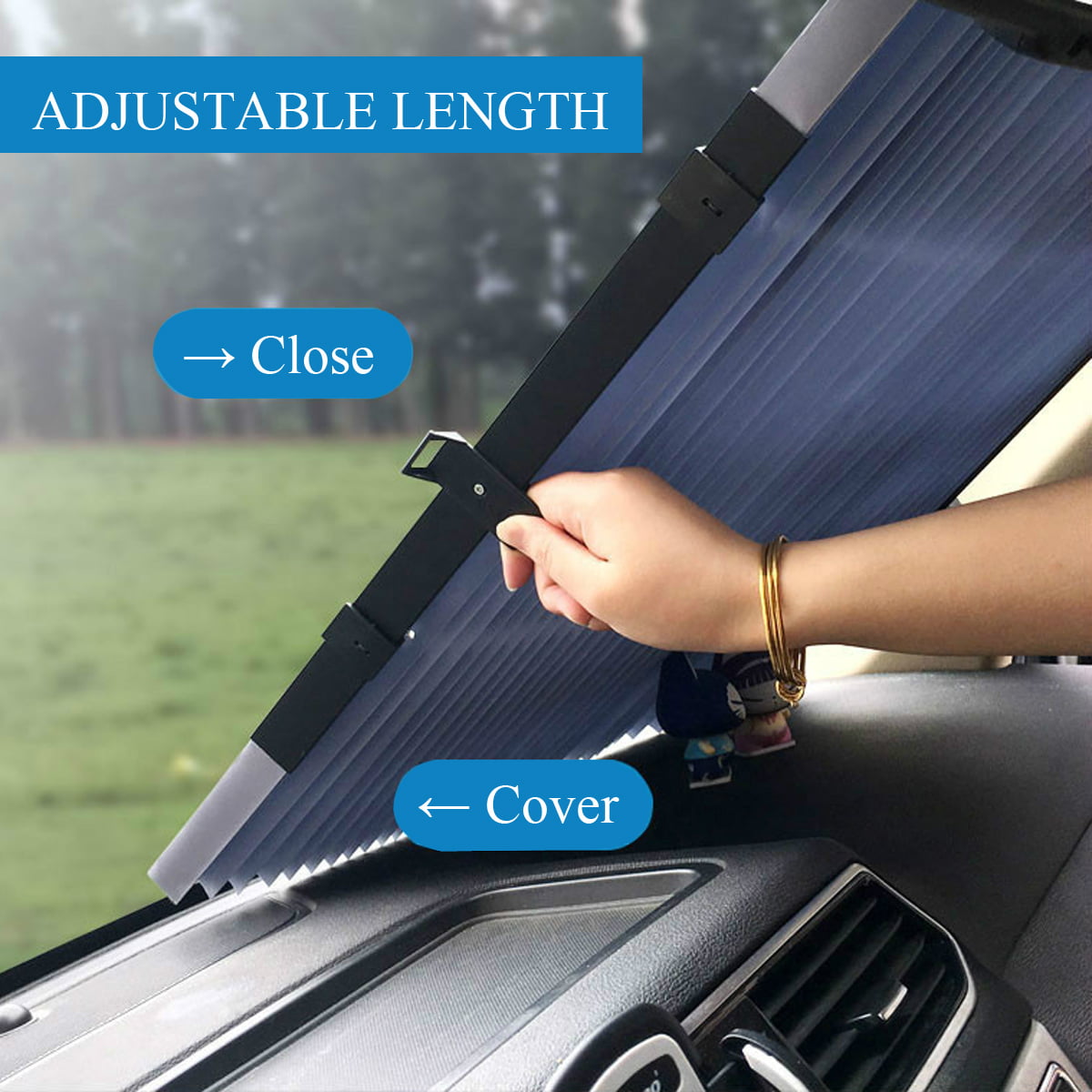 Car Anti-UV Front Windshield Sunshade Retractable Curtain SunShade UV