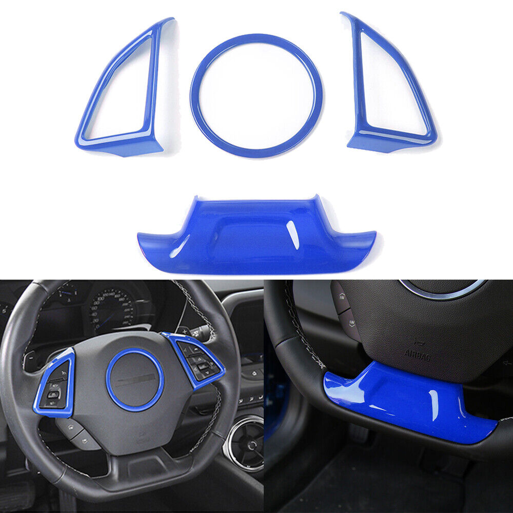 4pcs Blue steering wheel Cover Trim Kit for Chevrolet Camaro 2017