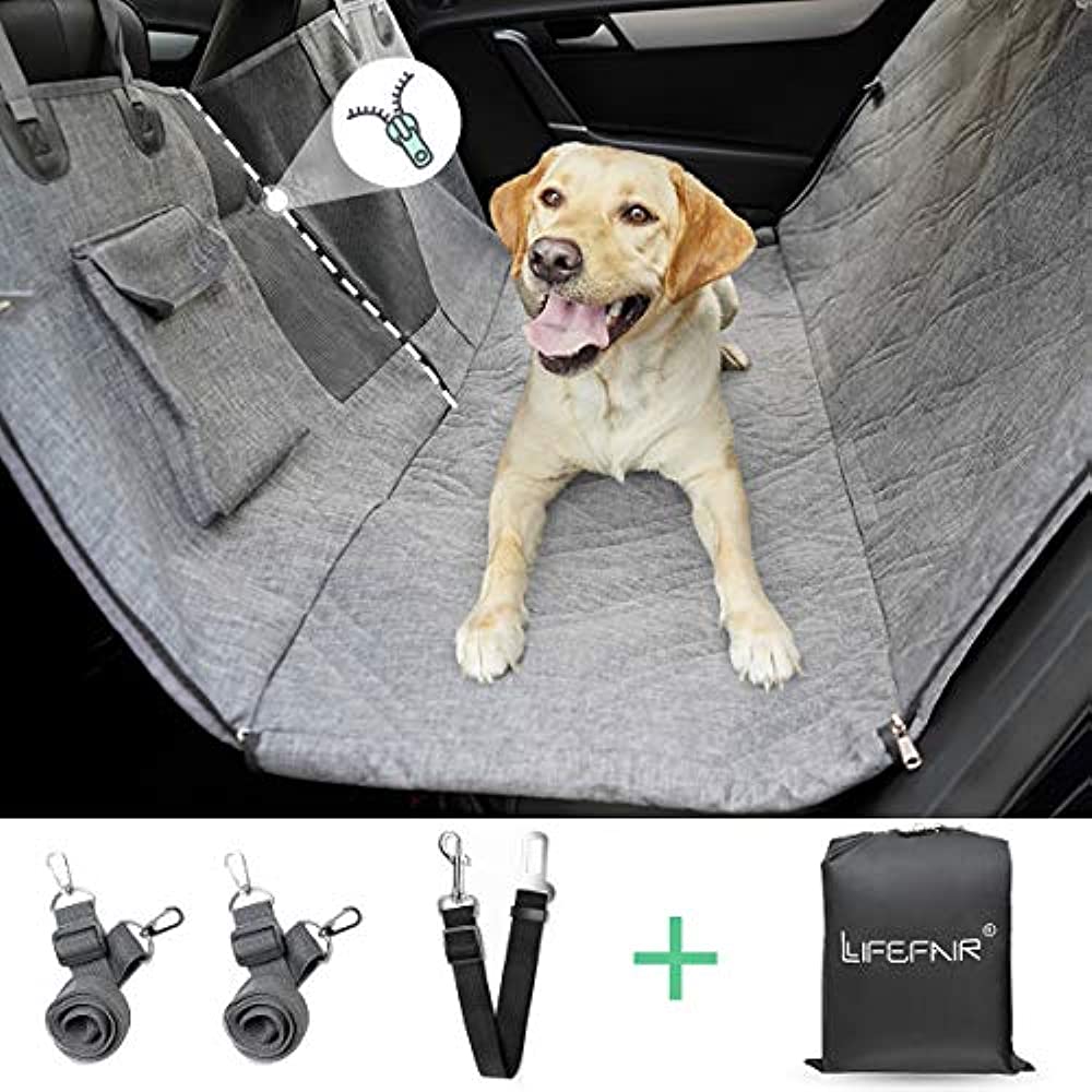 Back Seat Covers For Dogs, 100% Waterproof Car With Mesh Window