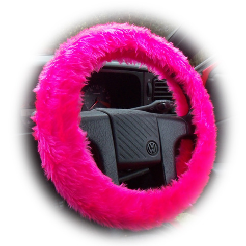 Furry Fuzzy Barbie Pink fluffy steering wheel cover Hot pink faux fur