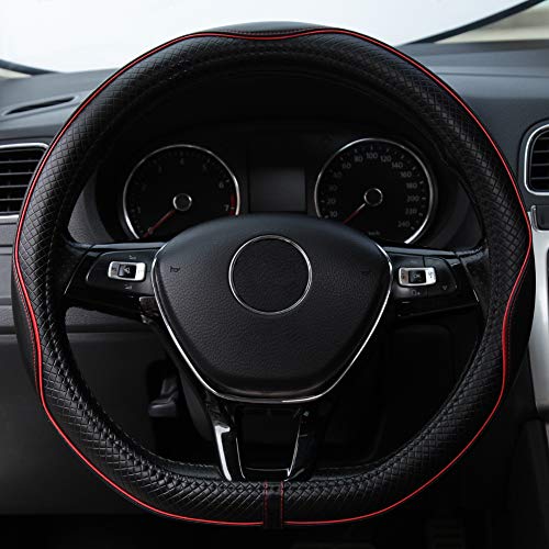 D Shaped Steering Wheel Covers – Genuine Leather Fit Flat Follow