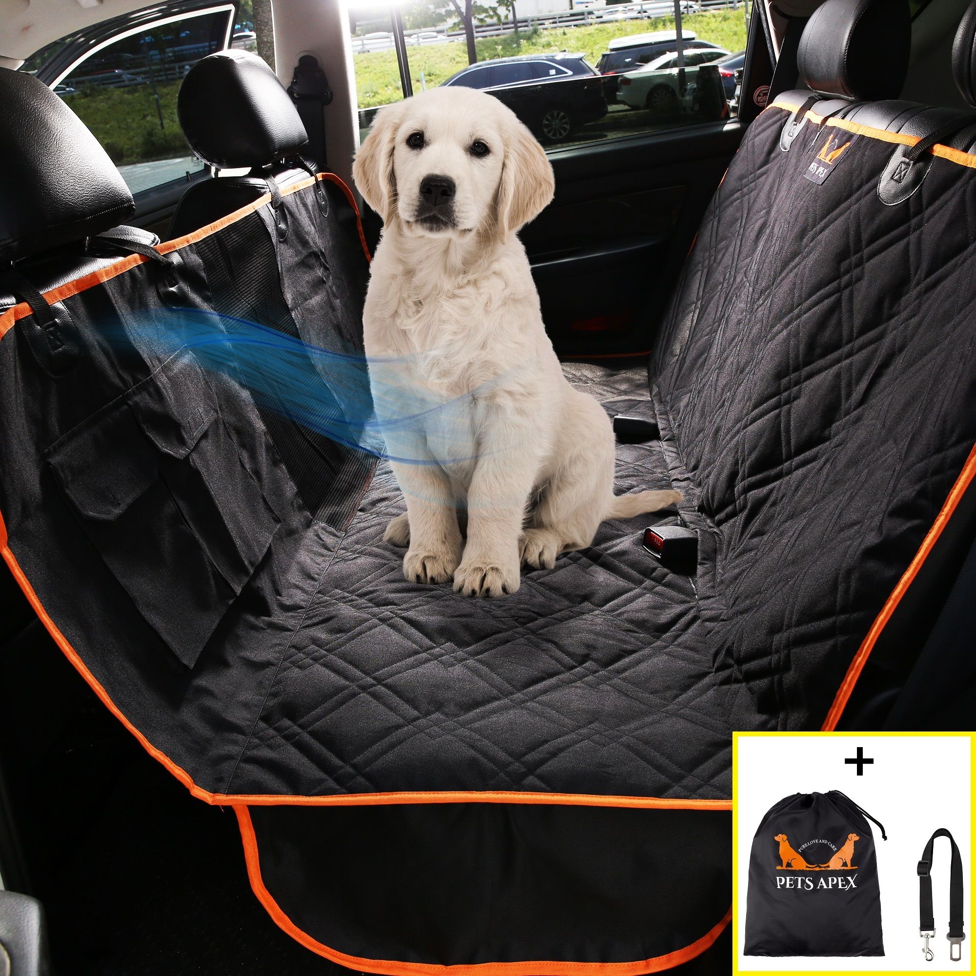 Pets Apex Dog Car Seat Covers - Black Durable Heavy Duty Bench Seats