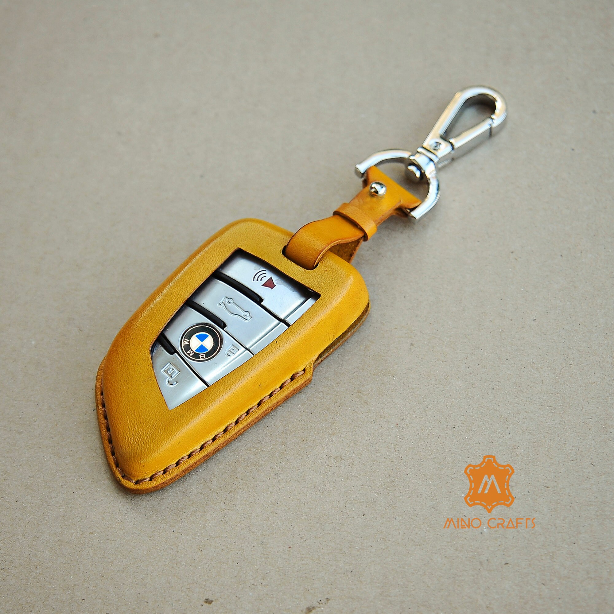 BMW Key Fob Cover Leather Key Case Yellow Custom Key Fob | Etsy