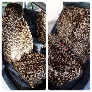 Full Set of Furry Leopard Print Car Seat Covers - Fits Most Cars | eBay