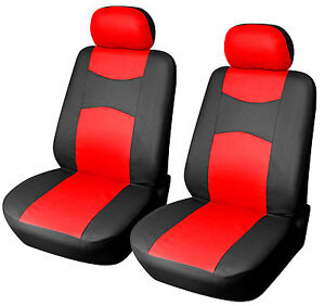 2 Car Seat Covers PU Leather Compatible to Toyota Black/Red | eBay