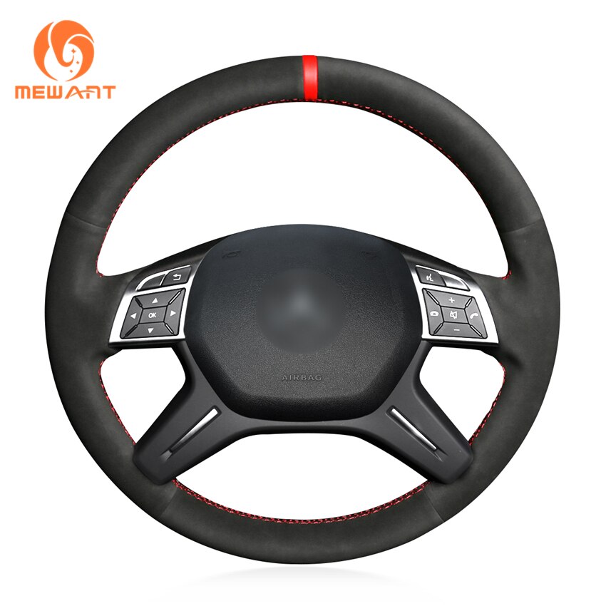 MEWANT Black Suede Steering Wheel Cover for Mercedes Benz E Class E300