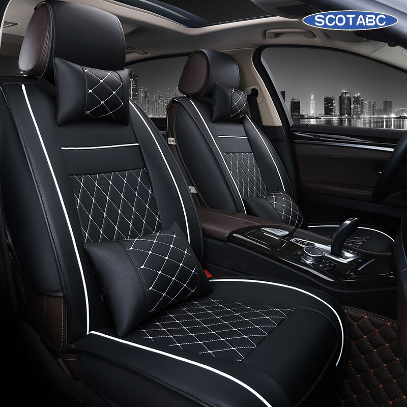 SCOTABC Auto Car Seat Leather Seat Covers for Cars lexus lx 450d lx470
