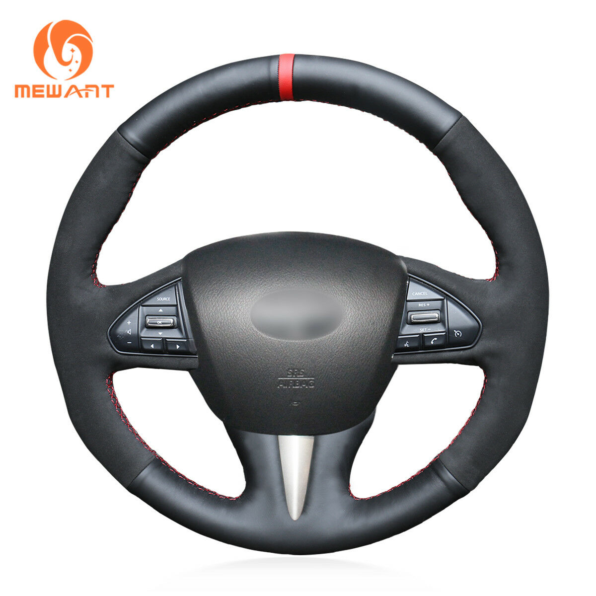 Black Suede Leather Steering Wheel Cover for Infiniti Q50 QX50 2015