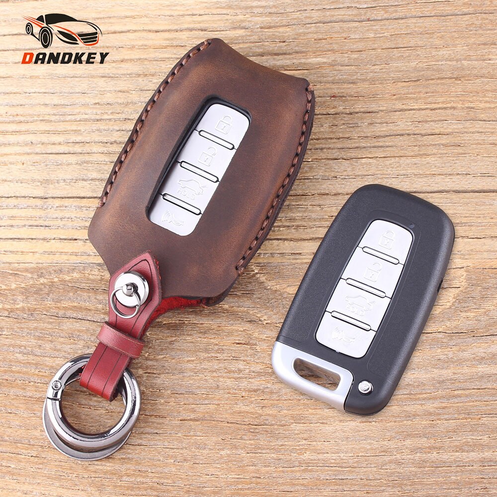DANDKEY Genuine Leather Protector Car Keychain Key Cover Case For