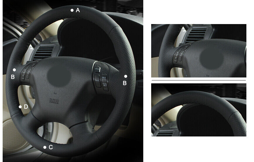 MEWANT Black PU Leather Car Steering Wheel Cover for Honda Accord 7