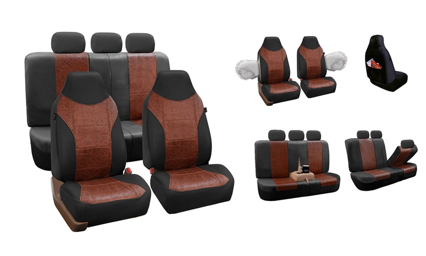 Textured Faux Leather Full Seat-Covers Set (7-Pc.) | Groupon