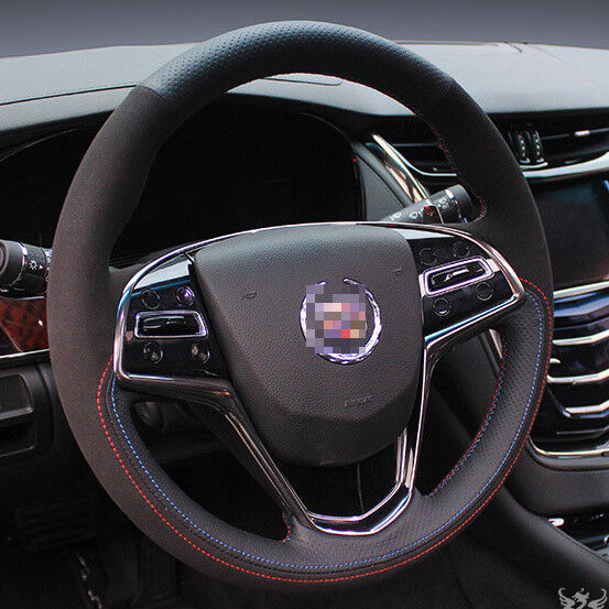 For Cadillac CTS Hand-stitched Interior Car Steering Wheel Cover Black
