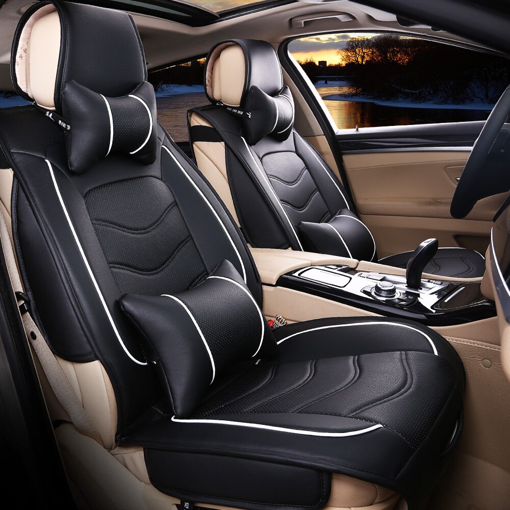 Free shipping Luxury Leather car Seat Cover universal Black Beige Gray