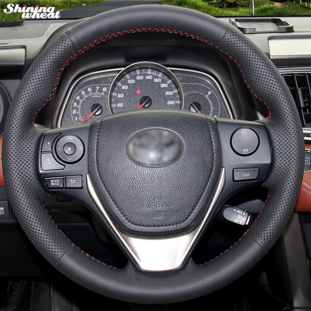 Shining wheat Black Artificial leather Steering Wheel Cover for Toyota